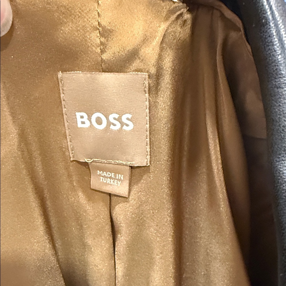 Boss Black Double-Breasted Vegan Leather Blazer - Picture 10 of 11